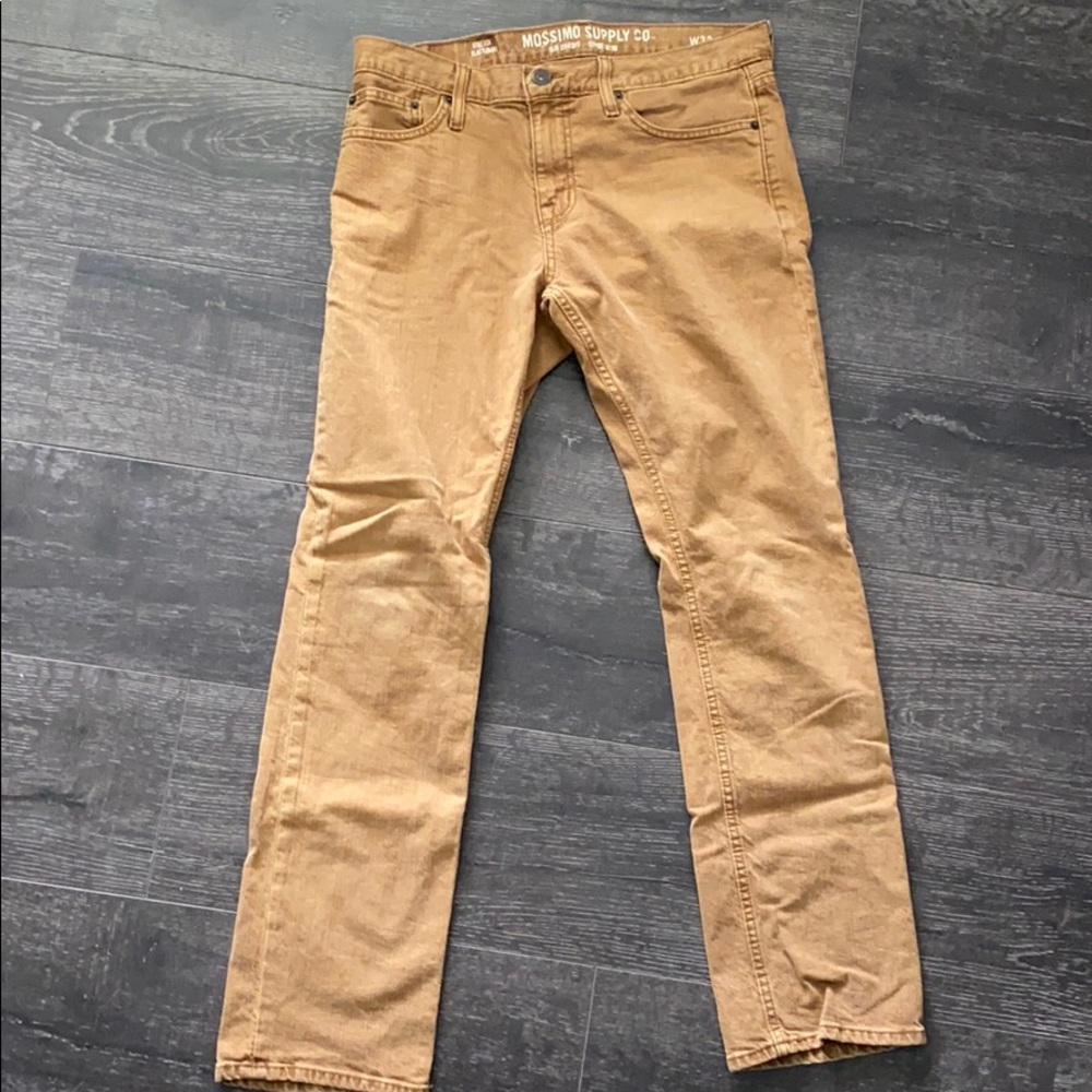 Dark khaki jeans.